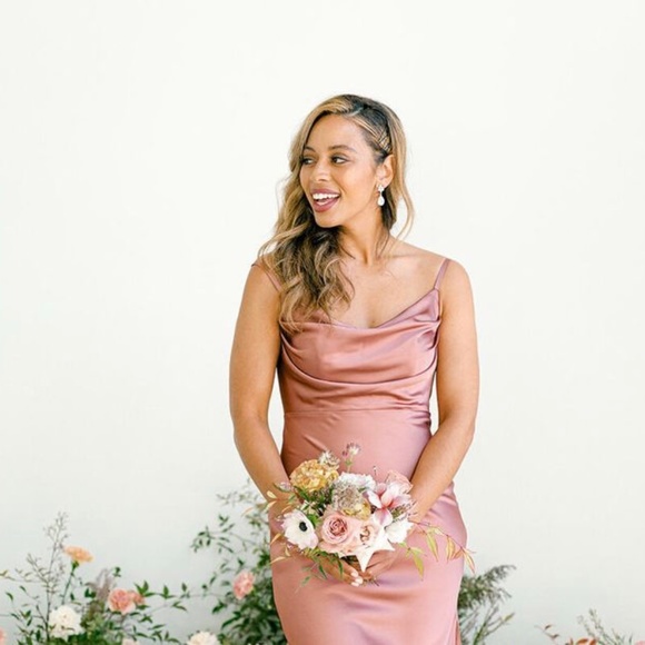 Revelry Skye Satin Midi Dress, Desert Rose, size 10 - Picture 5 of 10